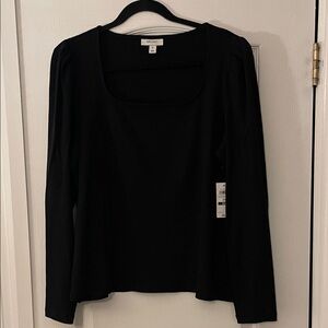 Black ribbed Long-Sleeve Square Neck Top by ON 34th
Pouffed shoulder NWT Size 2X
